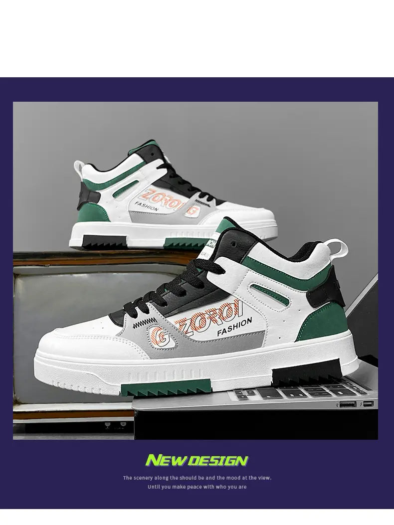 Men's Skate Board Shoes High Top Students Leisure Sports Shoes Breathable Non-slip Shoes Fashion High Top Sneakers for Men Men