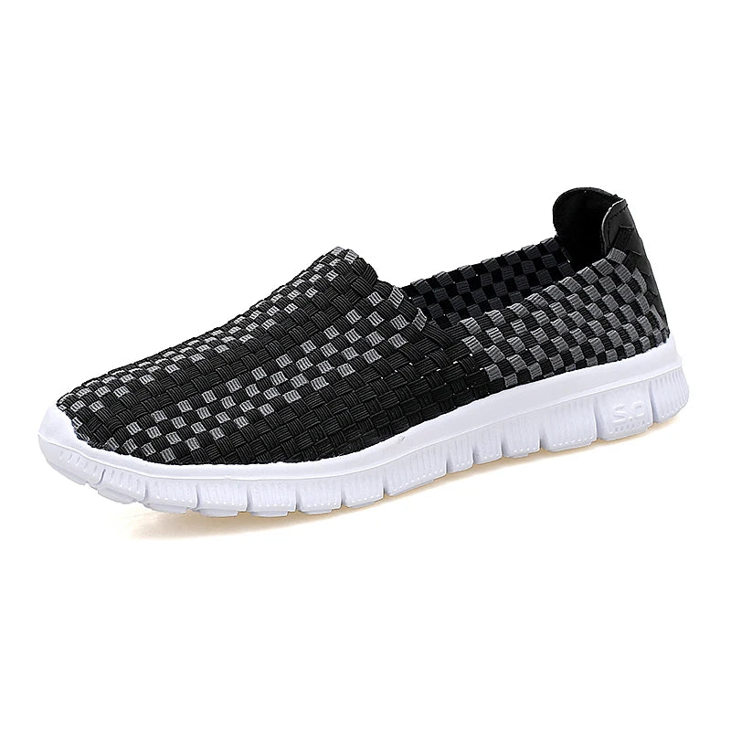 STRONGSHEN Men Shoes Summer Breathable Women Handmade Woven Shoes Couple Casual Flats Shallow Loafers Unisex Zapatos De Mujer