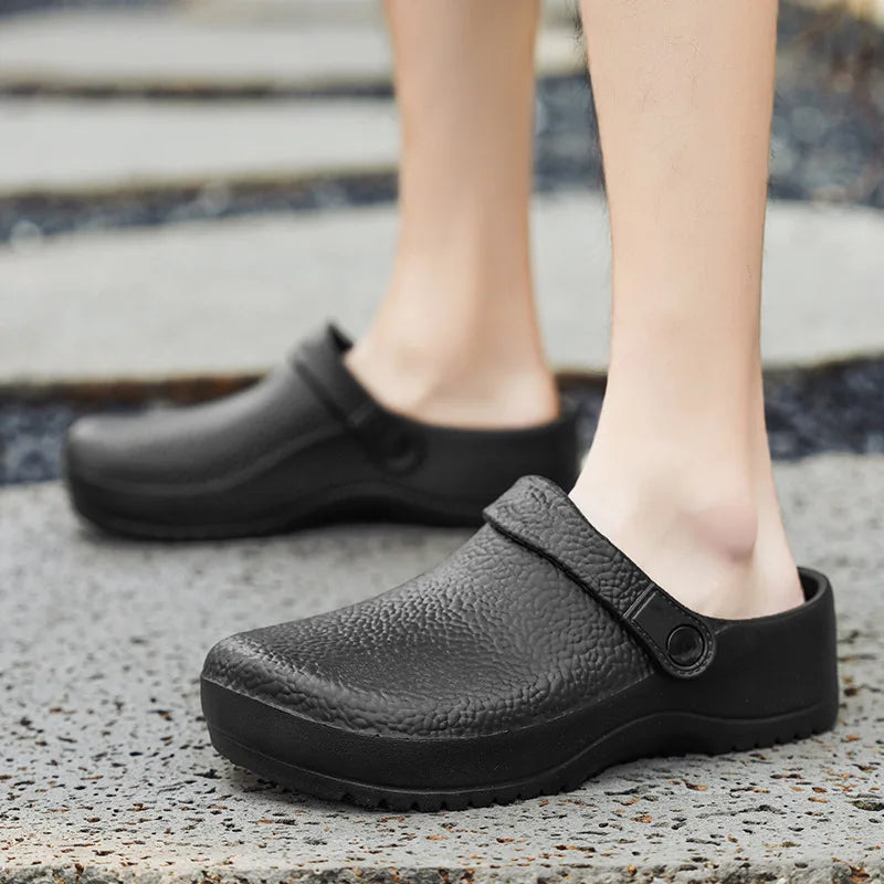 Comwarm Men New Clogs Slippers Non-slip Oil-proof Waterproof and Wear-resistant Work Kitchen Shoes Comfortable EVA Garden Sandal - Sun Studio