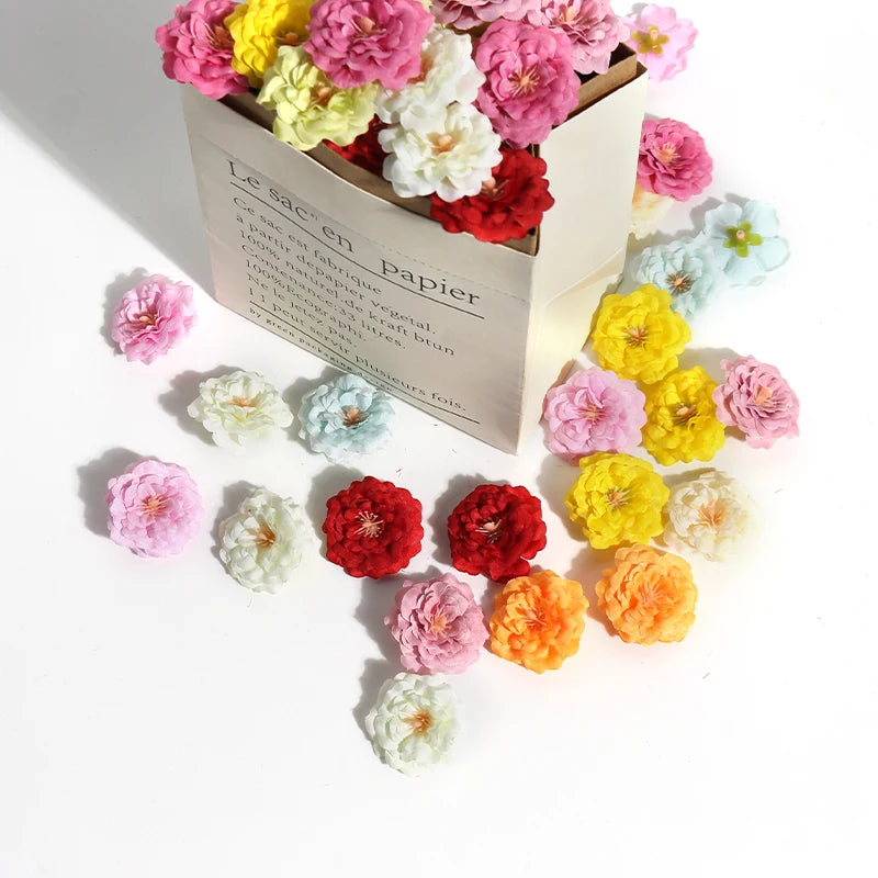 10/20Pcs Artificial Flowers Mini Head Silk Fake Flowers For Home Decor Garden Party Wedding Decoration Craft Wreath Accessories - Sun Studio