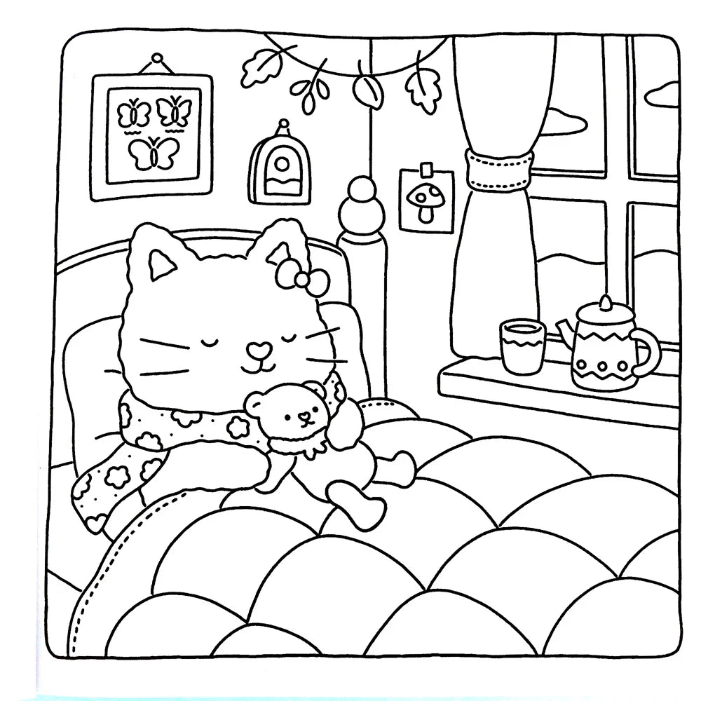 Fuzzy Hygge: Cozy Adult & Teen Coloring Book with Cute Animal Characters to Relieve Stress - Cute Animal Designs - Sun Studio