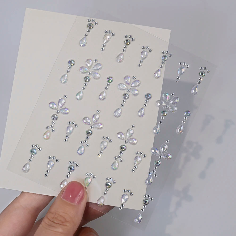 1Pcs Face Diamond Gem Sticker 5D Colorful Rhinestone Tattoo Stickers Fo Festival Nail Body Makeup Bling Jewelry DIY Face Sticker - Sun Studio
