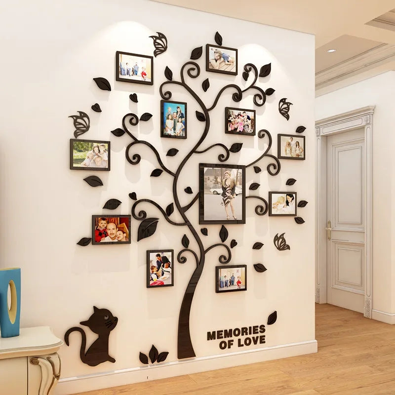 3D Acrylic Sticker Tree  Mirror Wall Decals DIY Photo Frame Family Photo for Living Room Art Home Decor picture frames wall - Sun Studio