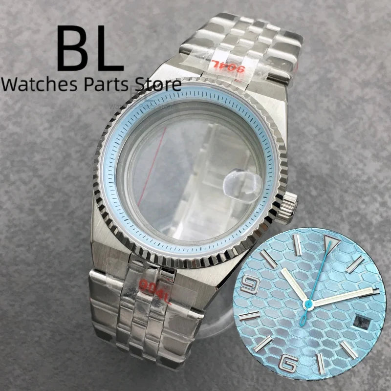 BLIGER 36mm40mm High Quality Silver BLand-DwelweMen's Watch Case For NH35 Movement Watch Parts Sapphire Glass 10BAR Watches Box - Sun Studio