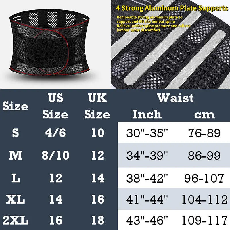 Lower Back Support Waist Sprain Brace Belt Sciatica Pain Therapy Work Men Women Adjustable Waist Trainer Belt Lumbar Corset - Sun Studio