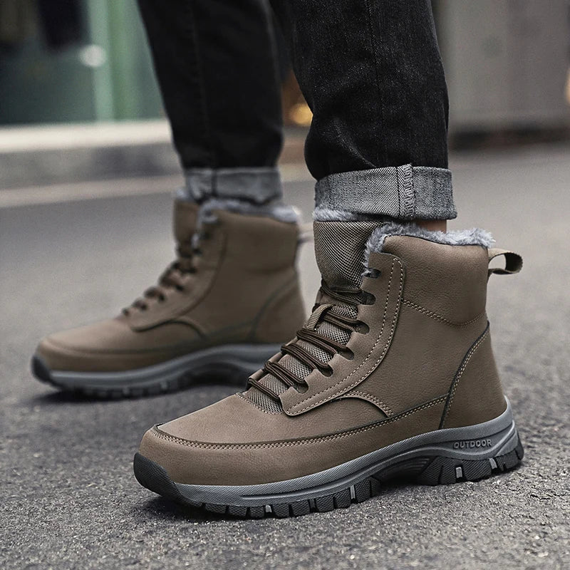 New Snow Boots Men Lace Up Mens Shoes Breathable Winter Boots For Men Casual Men Shoe Waterproof Ankle Boots Footwear Work Shoes - Sun Studio