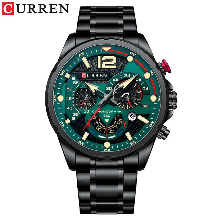 CURREN 8395 Men's Minimalist Large Dial Watch, Water-resistant Calendar Six-hand Multifunctional Quartz Watch - Sun Studio