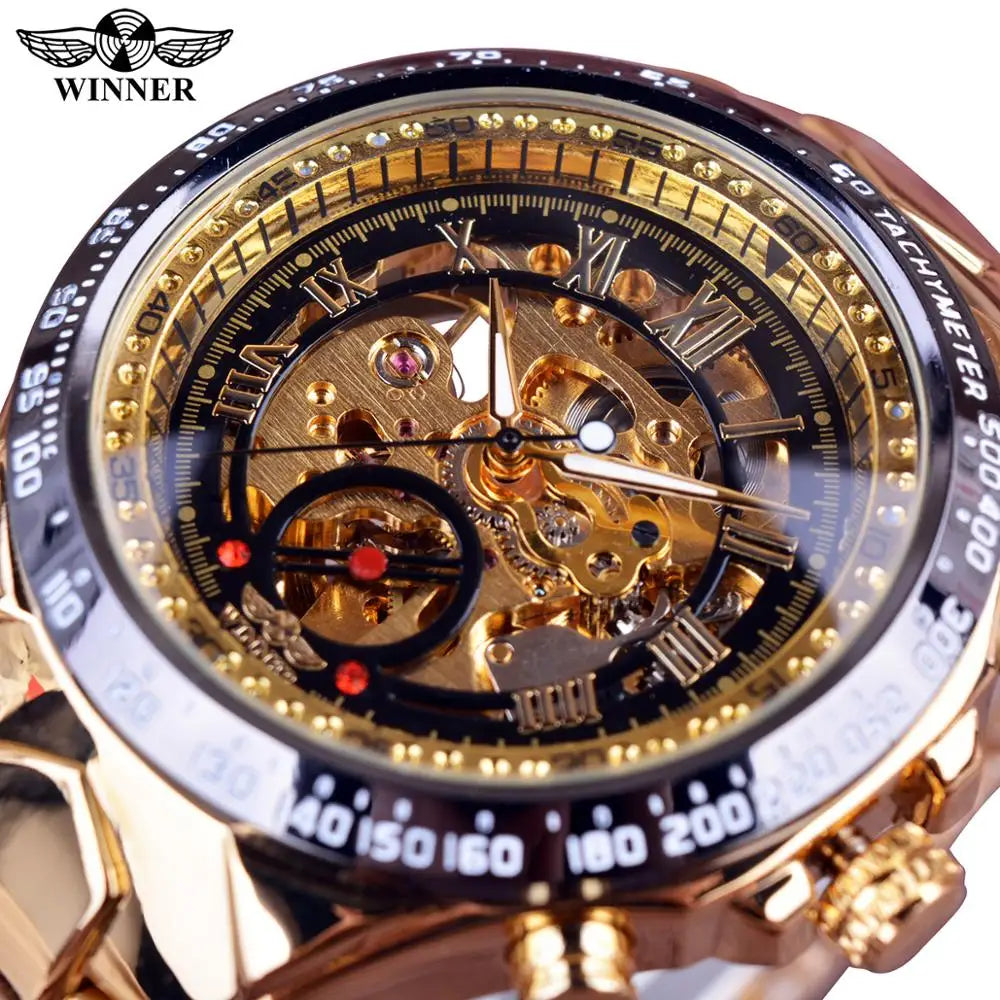 Winner Mechanical Sport Design Bezel Fashion Watch Mens Watches Top Brand Luxury Montre Homme Clock Men Automatic Skeleton Watch - Sun Studio