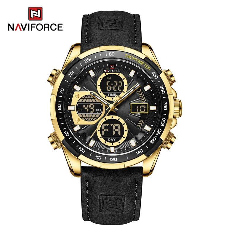 New NAVIFORCE Watches for Men Leather Mens Military Sport Waterproof Watch Quartz WristWatch Chronograph Male Clock - Sun Studio