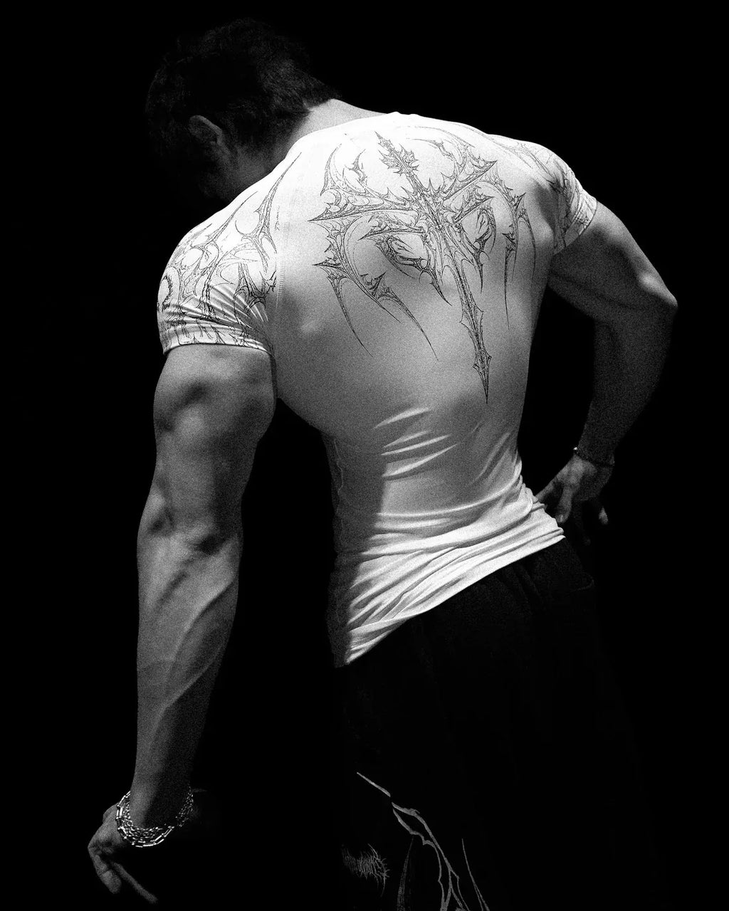 GYM T-shirt Men's Dark Gothic Print Muscle Tee  High Elasticity And Quick Drying Exercise For Bodybuilding Training 2026 Summer - Sun Studio