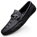 Mens Slip On Loafers Genuine Leather Casual Shoes Driving Moccasins Flats Luxury Brand Classic Black Handmade - Sun Studio