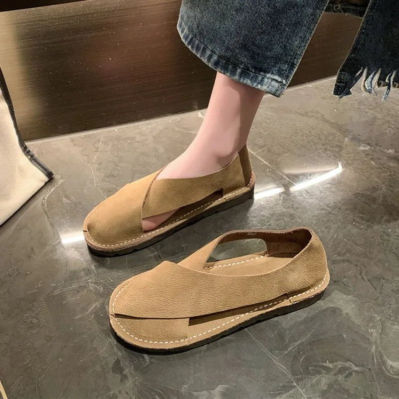 Summer Shoes Women 2026 New Casual Flats Closed Toe Sandals Retro Slip-on Summer Loafers Non-Slip Comfortable Sandal Footwear - Sun Studio