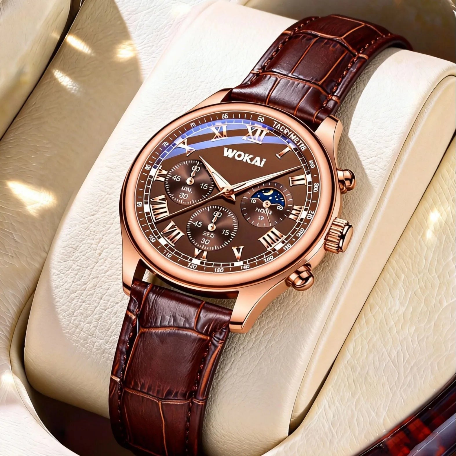 Luxury Men Business Watches Fashion Leather Strap Round Dial Male's Analog Quartz Wristwatch Reloj Hombre（Without Box） - Sun Studio