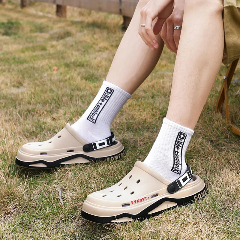 Summer new trend hole shoes outside wear cartoon fashion home home couples non-slip hole sandals beach Baotou slippers men's - Sun Studio