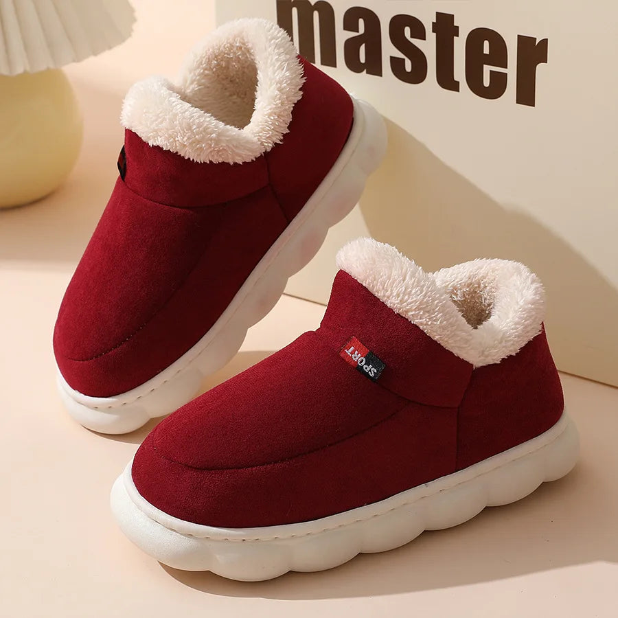 Asgard Men Plush Platform Slippers Winter Warm Outdoor Antiskid Fluffy Soft Cotton Boot Indoor Fashion Cozy Furry Flat Home Shoe