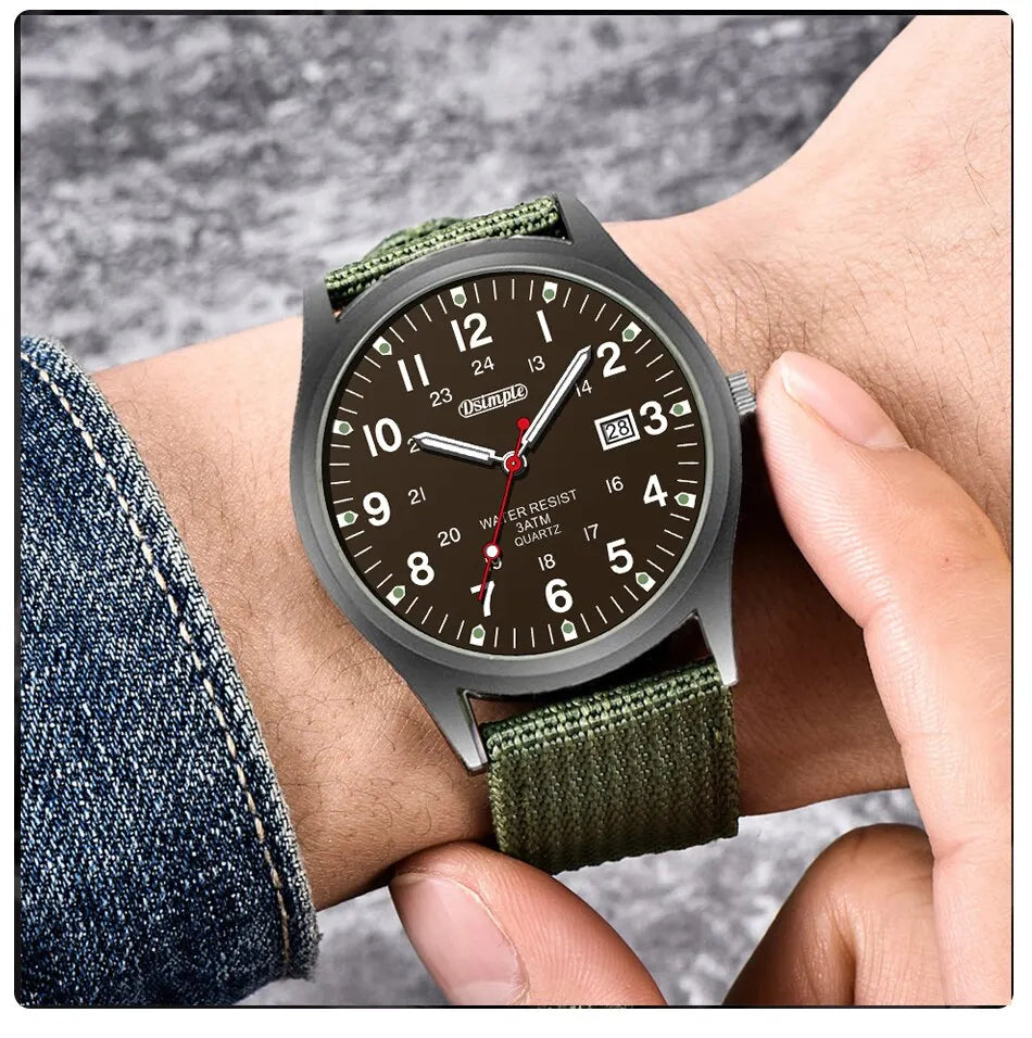 Fashion Mens Watches Luminous Hands Clock Luxury Military Sports Calendar Quartz Wristwatch Men Casual Nylon Watch Reloj Hombre - Sun Studio