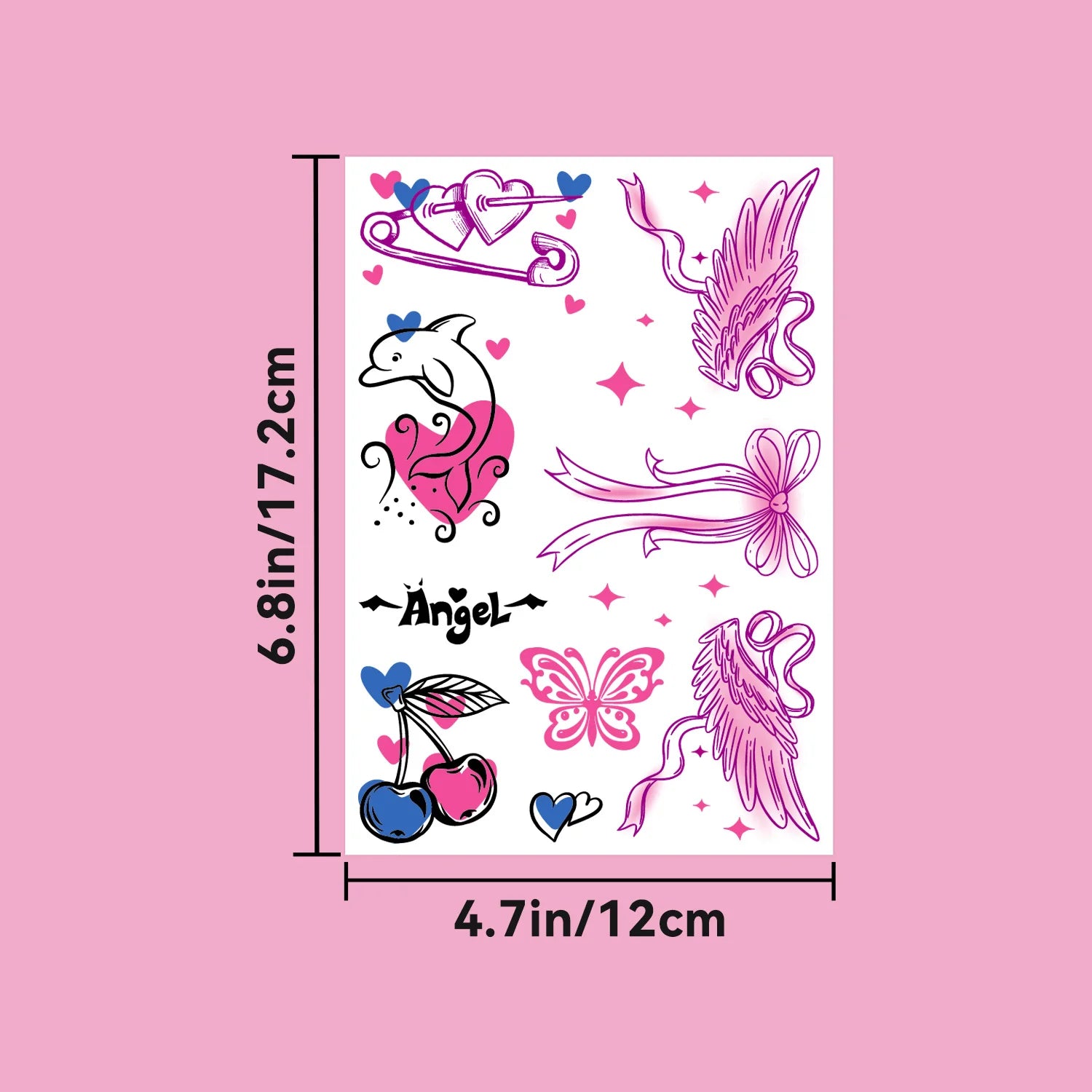 Y2K Realistic Temporary Tattoos - 10 Sheets| Girly 2000s Bachelorette, Birthday Favors, Halloween Party Accessory, Fake Tats, - Sun Studio
