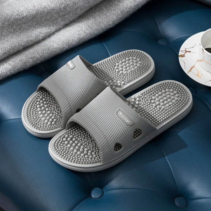 Femmes Hommes Chaussons de Massage des Pieds Intérieur Salle de Bain Antidérapants Doux Tongs Confort Plats Couples Maison Soulagement Pieds Santé Chaussures