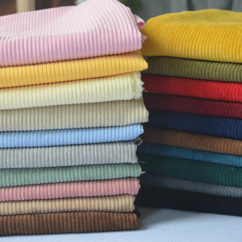 Retro Style Bag Corduroy Fabric Plain Per Meter for Pants Skirts Coats Sewing Soft Children Cloth Breathable Black Pink Wearable - Sun Studio
