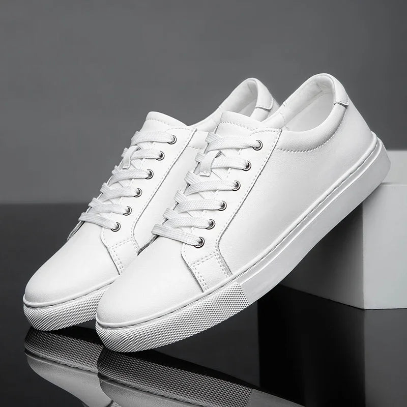 New Sneakers Men Shoes Genuine Leather Mens Casual Shoes Flat Male Footwear Fashion Black White Shoes Tenis Masculino Skateboard - Sun Studio