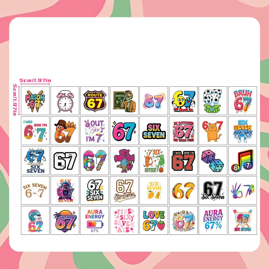 40pcs/set New Funny 67 Six Seven Temporary Tattoo Stickers For Body Art Tattoo Party Gifts Sticker - Sun Studio