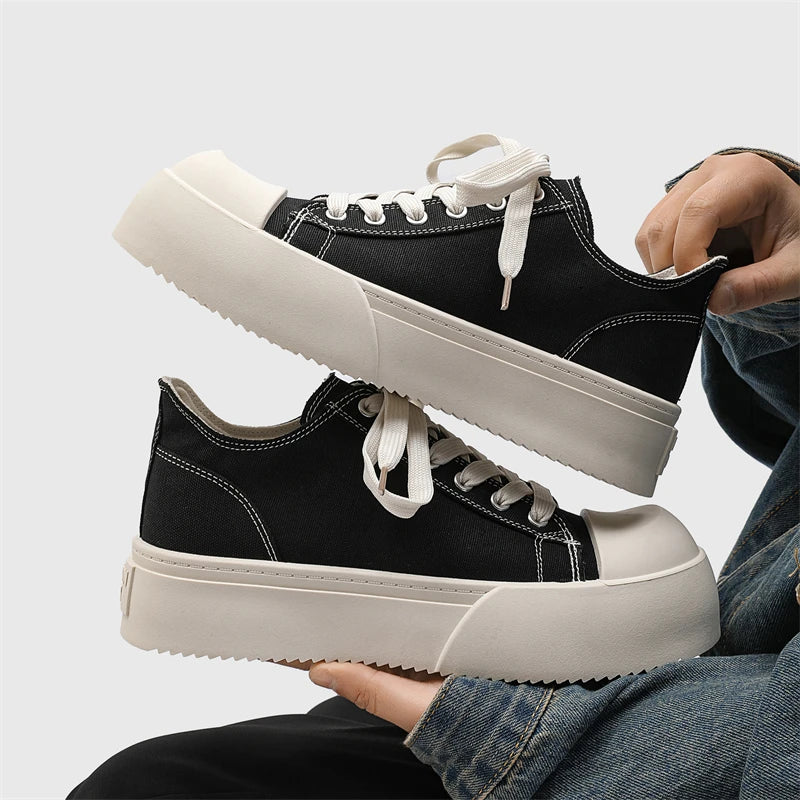 Canvas Platform Sports Shoes Fabric Outdoor Shoes for Men Skateboard Soft and Comfortable All-match Wear-resistant Non-Slip New - Sun Studio