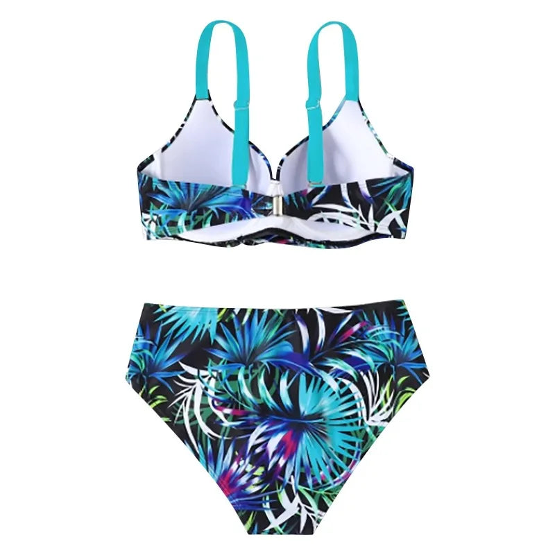 Women's Print 2 Piece Swimsuit Vintage Sexy High Waisted Bikini Split Beachwear Casual Holiday Pool Party Hot Springs Bikini Set - Sun Studio