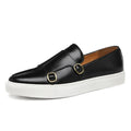 Fashion Man Casual Shoes Leather Men's Retro British Style Loafers Slip-on Outdoor Flats Double Monk Business Daily Shoe - Sun Studio