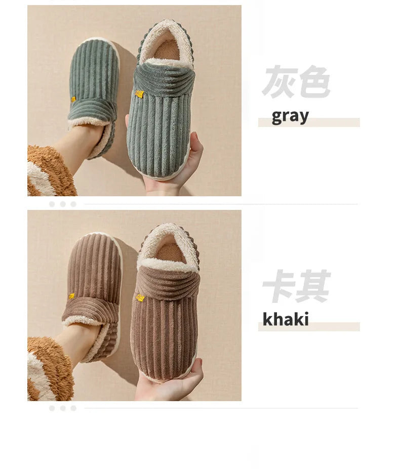 Asgard Men Plush Platform Slippers Winter Warm Outdoor Antiskid Fluffy Soft Cotton Boot Indoor Fashion Cozy Furry Flat Home Shoe
