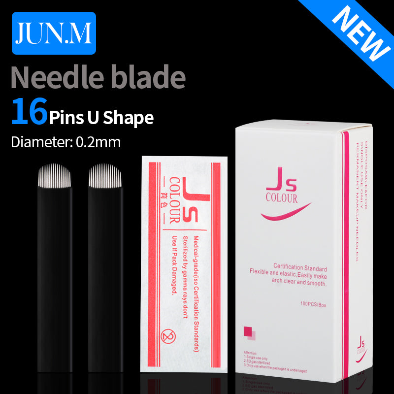 0.2mm U-Shape 16 Pin Microblading Needle Eyebrow Tattoo Blade For Permanent Makeup Manual Pen 3D Eyebrow Embroidery - Sun Studio