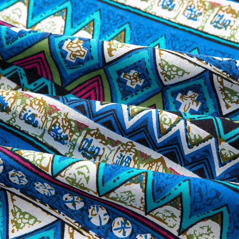 Bohemian Fabric Ethnic Vintage Retro Boho Printed Cotton Linen Home Decor Upholstery Textile