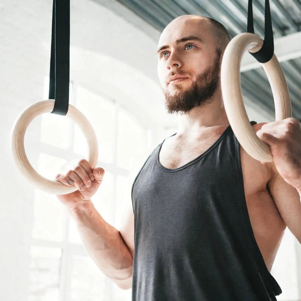 Rings Gymnastics 2 Pieces Calisthenics Grips Equipment Fitness Training Rings For Home Gym Fitness Exercise Playground Indoor - Sun Studio