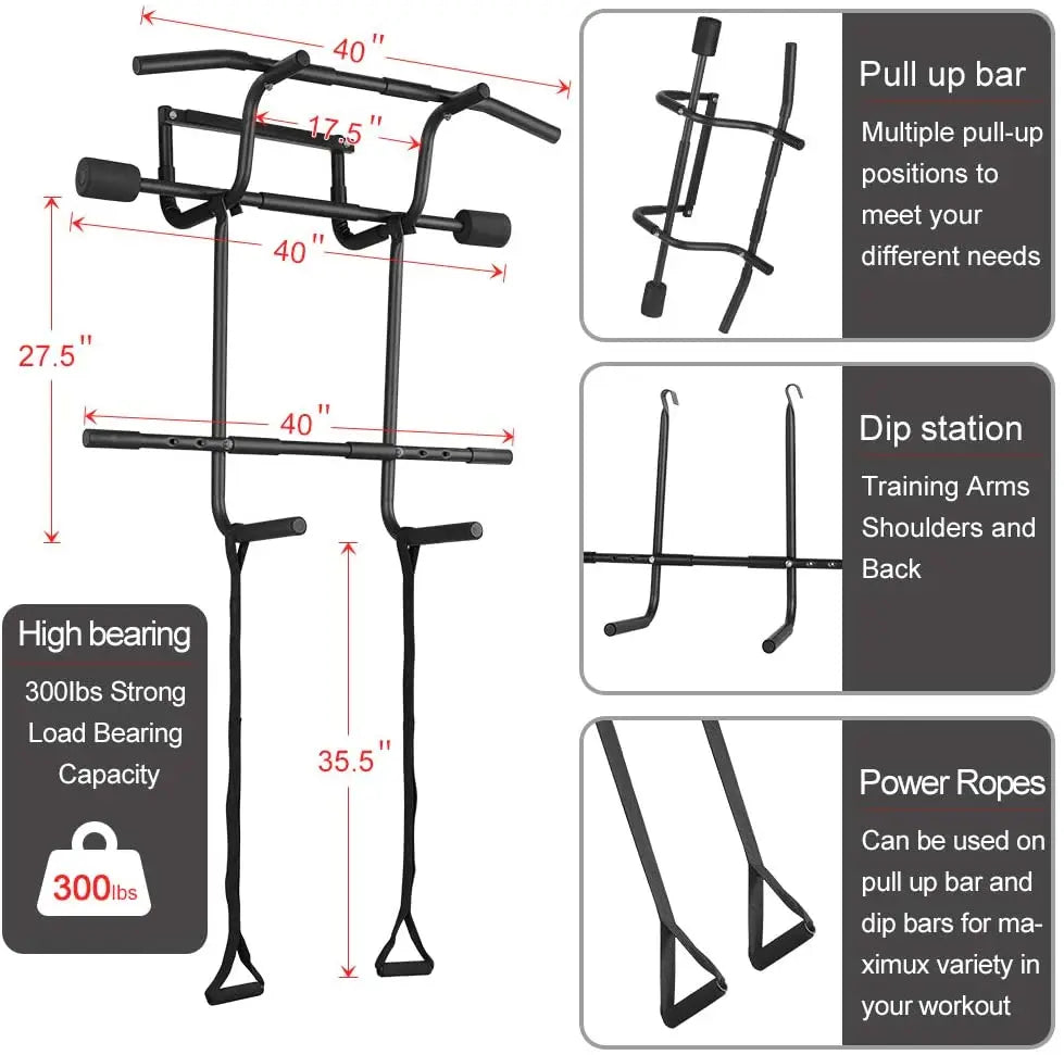 Multi-Gym Doorway Pull Up Bar Dips Bar Fitness For Home Strength Training Bar And Suspension Straps Gym System Exercise Chin-Up - Sun Studio