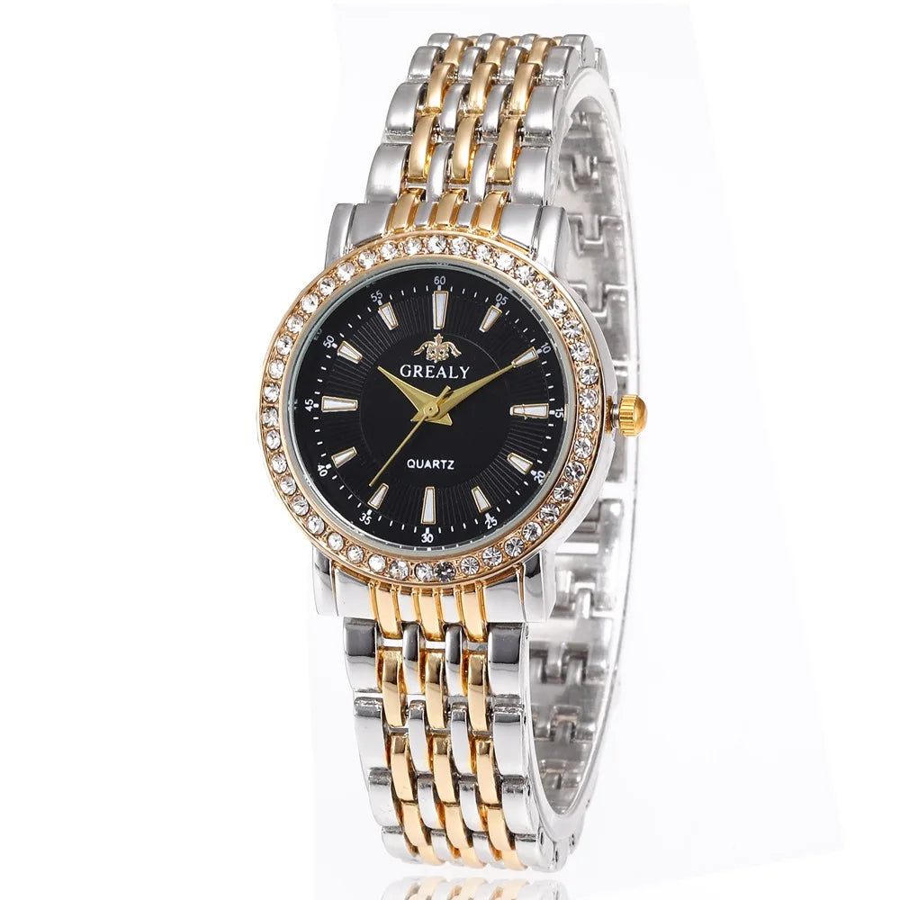 New Casual Watches Women Luxury Fashion Lovers Watch Rhinestone Stainless steel Quartz Watch Men Women Gift Business Wristwatch - Sun Studio