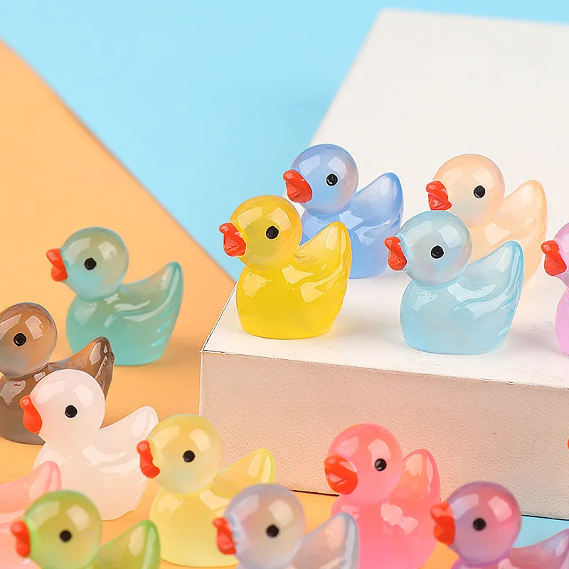 Luminous Duckling Cute Animal Ornament diy Car Ornament Bedroom Decoration Accessories Micro Landscape Ornament 100Pcs - Sun Studio