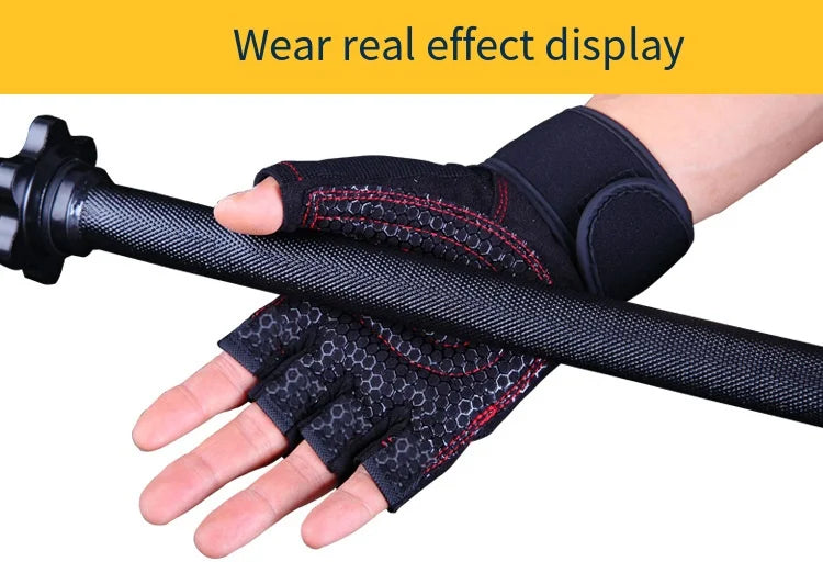 Gym Gloves for Men Women Fitness Weight Lifting Wristband Gloves Body Building Training Sports Exercise Cycling Glove Shockproof - Sun Studio