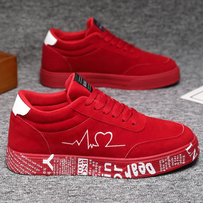 Breathable Mid-Top Sneakers , Heart & Music Graphic Design, Casual Streetwear Shoes for Couples, Valentine's Day & Birthday Gift - Sun Studio