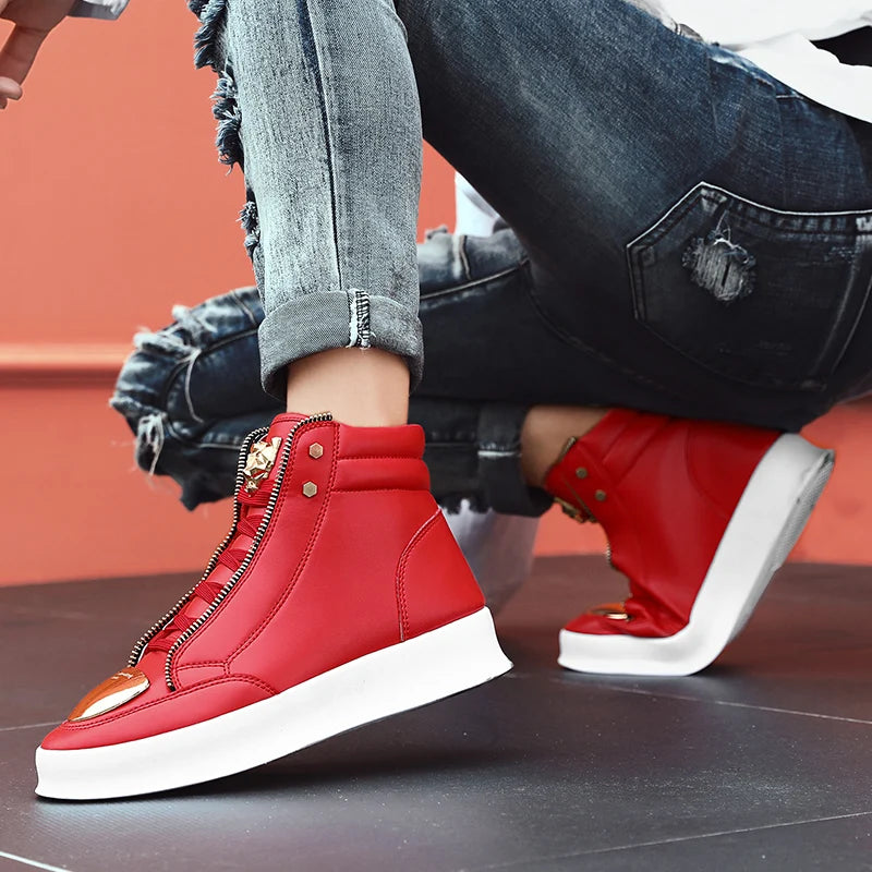 YRZL High Top Casual Shoes Men Sneakers Fashion Skateboard Shoes Leopard Platform Shoe Sport Training Shoes Men's Ankle Boots - Sun Studio