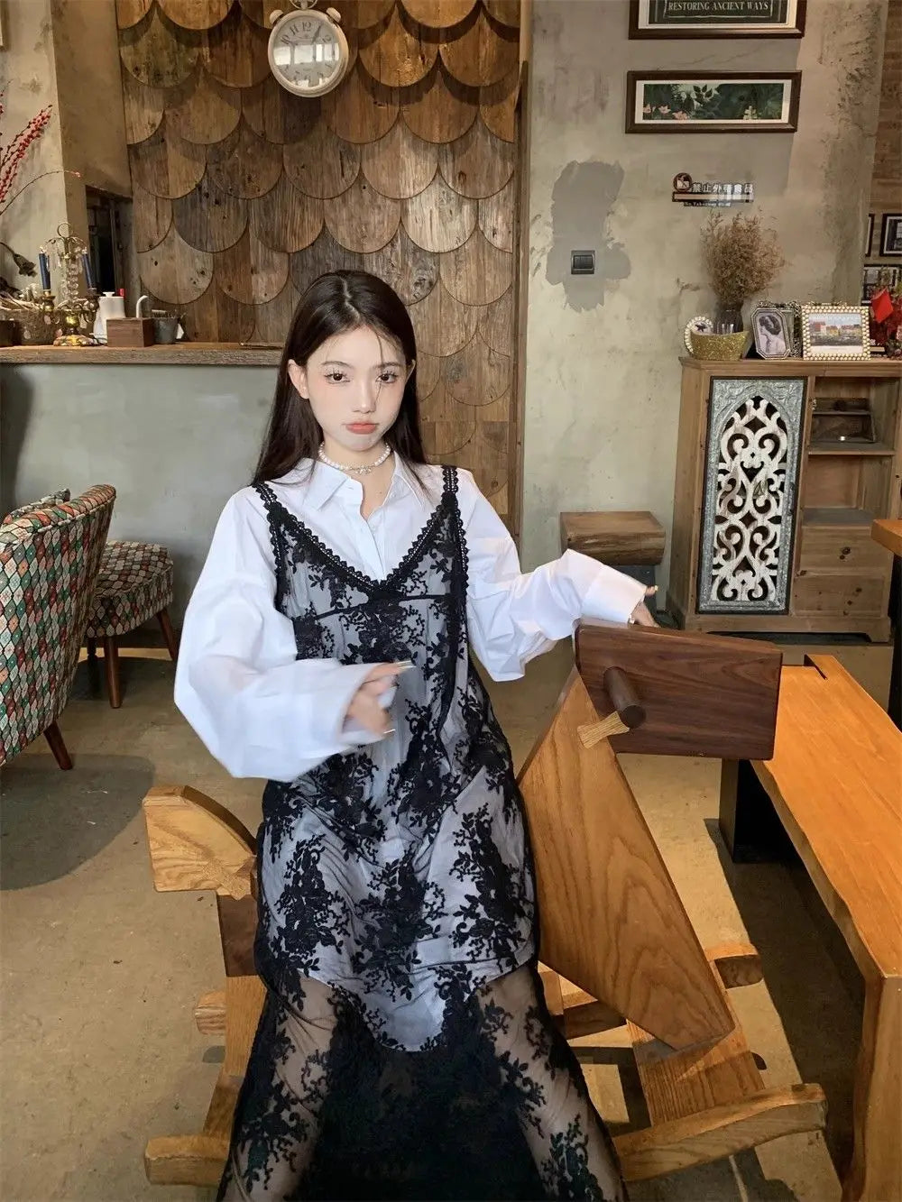 Solid Dresses Women Summer Girls Embroidery Lace Designed Korean Style Layering Streetwear Prevalent Attractive Leisure Trendy - Sun Studio