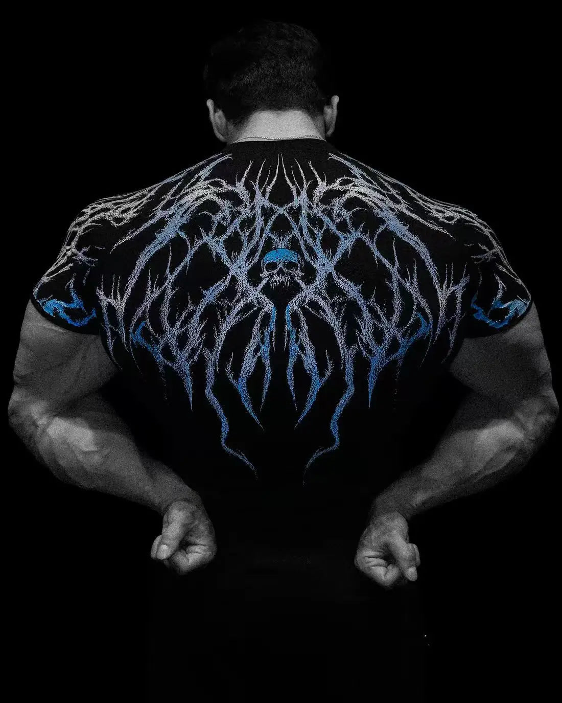 GYM T-shirt Men's Dark Gothic Print Muscle Tee High Elasticity And Quick Drying Exercise For Bodybuilding Training - Sun Studio