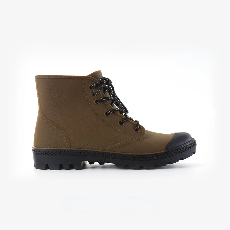 Winter Warm Rain Boots Men Fashion Lace-Up Motorcycle Outdoors Rain Boots Camping Fishing Shorts Shoes Waterproof Rain Women - Sun Studio
