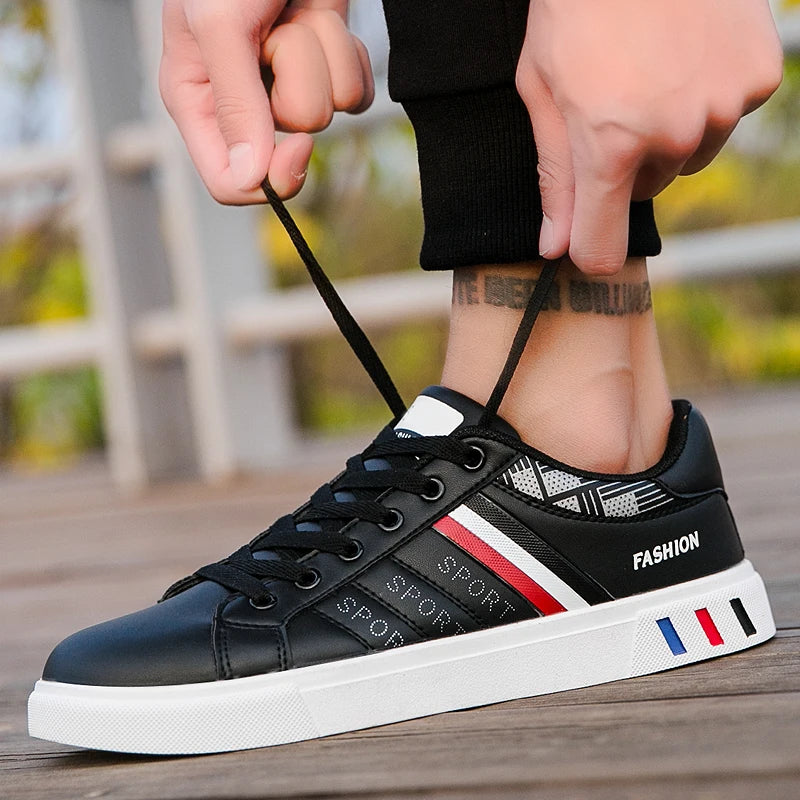 2024 Mens Casual Sneakers New Fashion Lace-up White Shoes Student Comfort Sports Plus Size Vulcanized Shoes Zapatillas De Hombre - Sun Studio