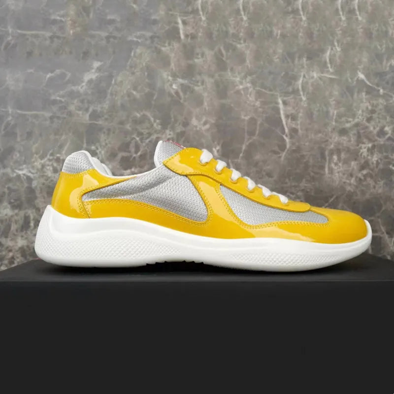 Multiple Style Color Classic P-style Men's Low Top Sneaker Breathable Mesh Biker Shoes Lace Up Leather Sneakers Casual Shoe - Sun Studio
