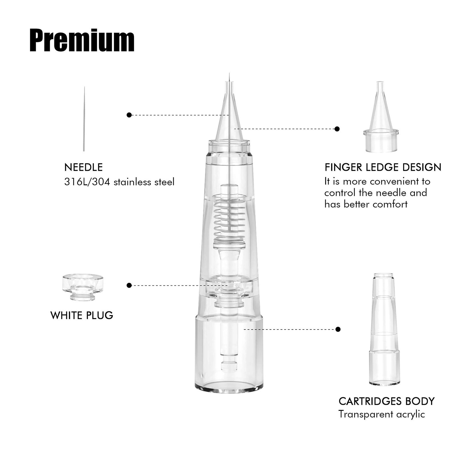 Biomaser Professional Permanent Makeup Cartridge Needles 1R/2R/3RL/5RL Disposable Sterilized Tattoo Pen Machine Needles Tips - Sun Studio