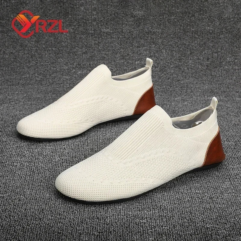 YRZL Loafers Men Soft Driving Moccasins High Quality Flats Male Walking Shoes Breathable Mesh Casual Loafers Slip on Mens Shoes - Sun Studio