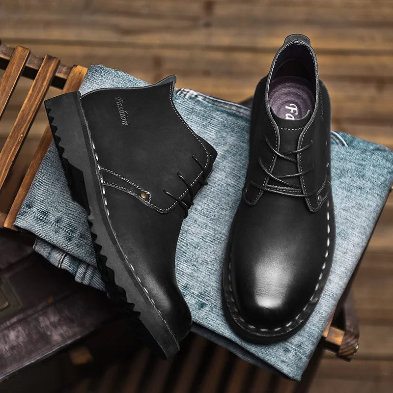 VIPOL Tooling Boots for Men Retro Leather Shoes Comfortable Platform Leisure Flats Classics Outdoor Leisure Men's Boot - Sun Studio