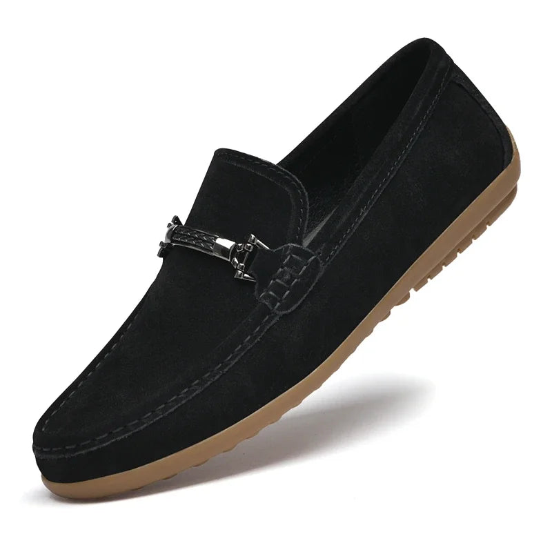 Fashion Brand Men's Spring Suede Casual Leather Shoes Bean Shoes New Outdoor Men's Comfortable Soft Soled Non Slip Driving Shoes