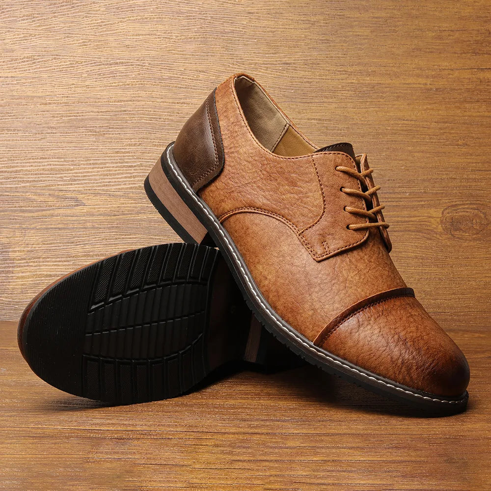 Business Men's Leather Shoes European American Casual Man Leather Shoe Retro Trend Men's Shoes Large Size Leather Shoes for Men - Sun Studio