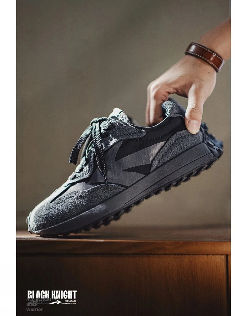 Maden Spring Vintage Thick-soled Patchwork Black Sneakers Casual Breathable Jogging Shoes Low-top Lace-up Sporty Summer Shoes - Sun Studio