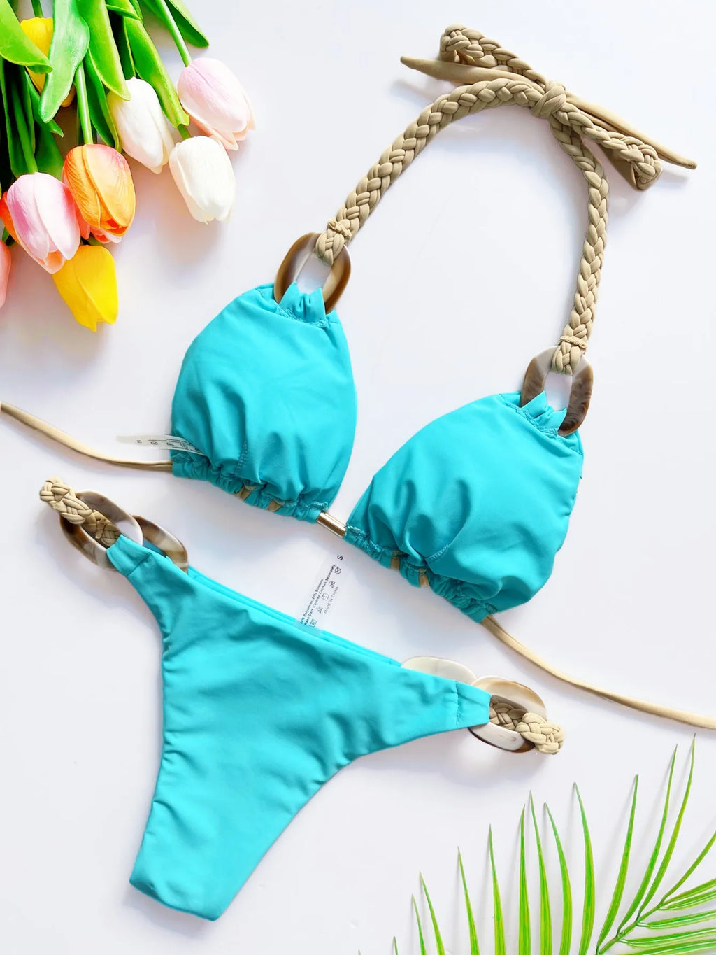 Weave triangle swimsuit lady biquinis Brazilian women bikini ring sexy bathing suit 2026 two pieces suits Halter micro swimwear - Sun Studio